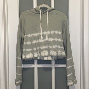 Mono B: Seafoam Green Tie-Die Cropped Sweatshirt - Size S